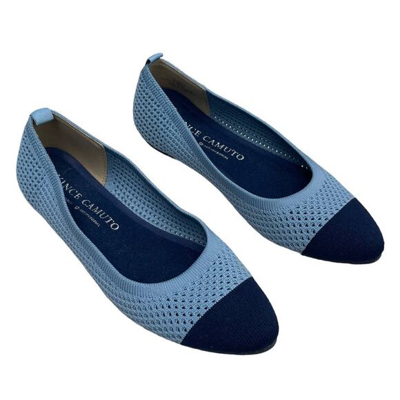 Vince Camuto 'Femils' Women's 6 Knit Washable Ballet Flat Blue Slip On Shoe - Picture 1 of 9